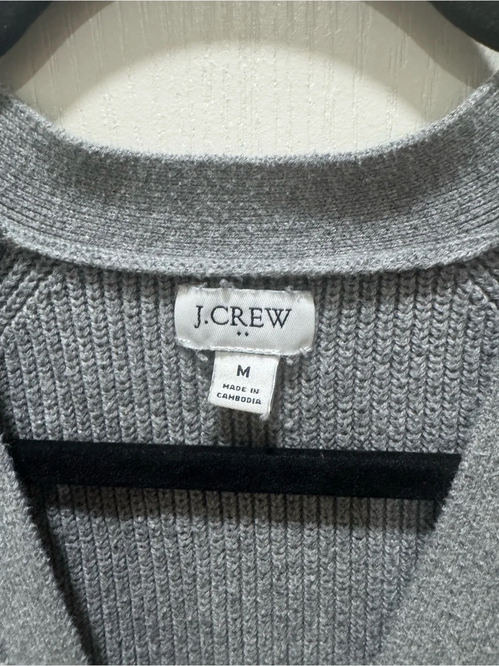 J.Crew Gray Ribbed Cotton Blend V-Neck Cardigan Sweater Size M